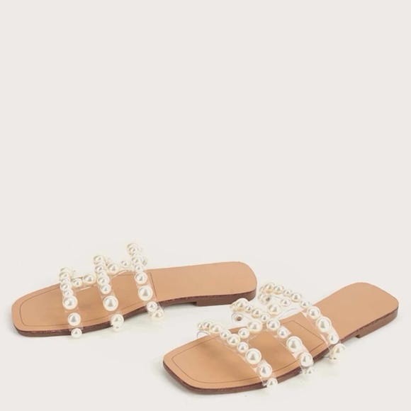 Faux Pearl Decor Slide Sandals - Picture 3 of 7